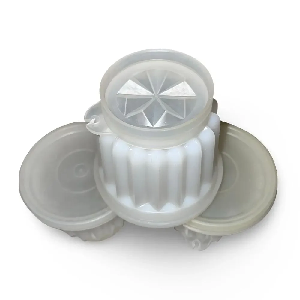 Tupperware Jel-ette Mini Molds Set 3 White 297 Individual Jello Desert Cups VTG